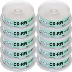 100팩 스마트바이 CD-RW 1-12X 700MB/80분 고속 브랜드 로고 재작성 가능한 빈 데이터 미디어 디스크