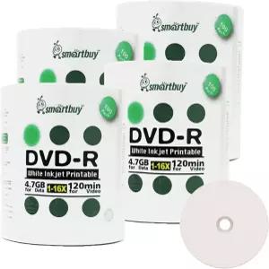 스마트 바이 400 팩 DVD-R 4.7GB 16배 화이트 프린트 잉크젯 빈 미디어 레코드 디스크 400pk