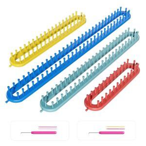 큐더 뜨개질 직조 롱 키트 - 실 바늘 2개와 플라스틱 픽 2개가 포함된 4개의 세트, 선물용 공예 도구 착용 기념품, 선물