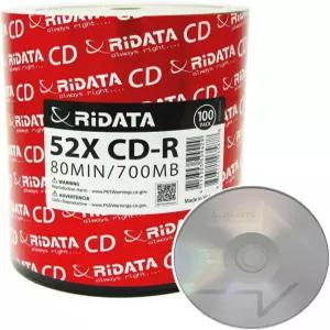 100팩 리다타 CD-R 52X 700MB 80Min 브랜드 로고 빈 미디어 녹화 가능 디스크