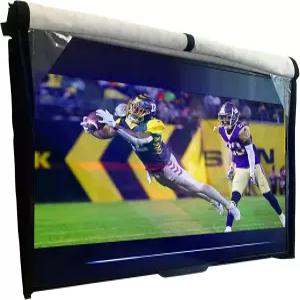 야외 TV 커버 30-32인치 - 전면 플랩 포함 방풍 방수 보호 부드러운 내부 하단 검은색