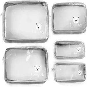 베어 티디 5피스 기저귀 가방 정리 파우치 세트 지퍼로 투명하고 네스팅 가능합니다