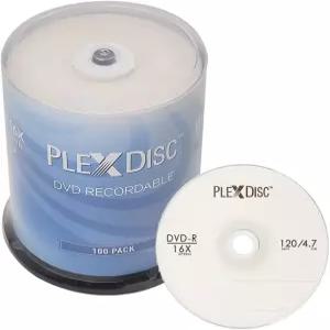 PlexDisc DVD-R 4.7GB 16x 로고 브랜드 기록 가능 미디어 디스크 - 100 스핀들 FFP 632-815-BX