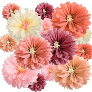 티슈 크레이프 폼 공예 (먼지가 많은 색상)워터세이 12개 10인치 20인치 종이 꽃 알록달록한