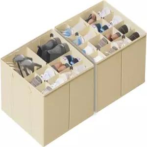 옷장용 수오코 2팩 신발 정리함 최대 32켤레 작은 공간 보관함 조절 가능한 칸막이가 있는 용기 투명 상단