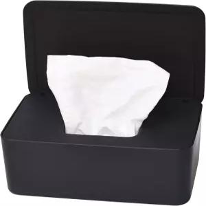 기저귀 물티슈 디스펜서 휴지 보관함 케이스 가정용 사무실 자동차용 뚜껑이 있는 홀더 블랙