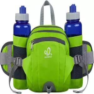 워터플라이 패니 팩 허리 가방 2 물병 홀더 요추 벨트 하이킹 러닝 조깅 캠핑 라지 여성 남성 병 포함 없음