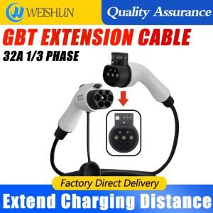 전기차 충전기 연장 케이블 여성용 차량 측면에서 GBT 남성 플러그로 3상 32A 22KW 10M 코드