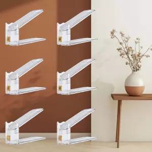 옷장용 TENTONUP 신발 슬롯 정리함 6팩 조절 가능한 스태커 및 공간 절약 신발장 작은 위한 투명 더블 데크