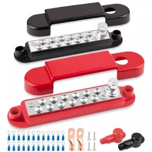 12V 150A 배전 블록 1/4인치 해상 버스 바 빨간색 및 검은색 보트 자동차 태양광 배선용 배터리 단자