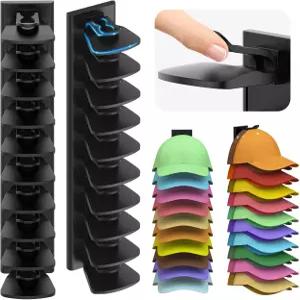 야구 모자용 볼나말 정리함 최대 40개의 보관할 수 있는 2팩 벽 공간 절약을 위한 랙 옷장 문과 강력 접착