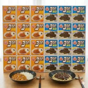 오뚜기 3분 요리 혼합 세트 즉석 카레 12개 짜장 12개 캠핑 자취생 필수 간편식 식사대