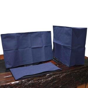 3Pcs 컴퓨터 먼지 커버 세트 - 데스크탑 PC CPU 타워 프로텍터용 모니터 + 키보드 케이스 먼지 방지 컴퓨터 커버 (24인치 모니터 세트 블루)