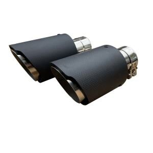 1PC 자동차 범용 스테인레스 스틸 배기 파이프 머플러 탄소 섬유 트림 테일 팁