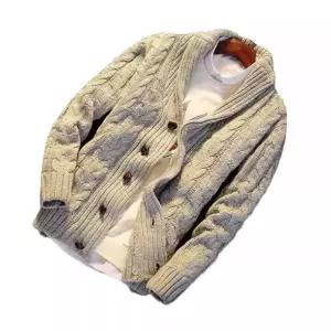 가을 가디건 솔리드 니트 겨울 제품 꽈배기 숄카라 남자