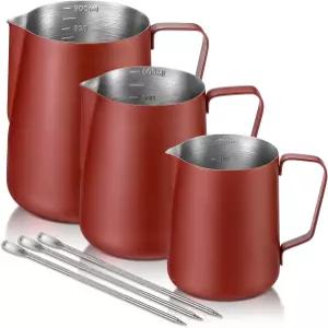 맥스닷 3팩 밀크 프로팅 피처 12온스 20온스 30온스 컵 스테인리스 스틸 에스프레소 스팀 스케일 저그 아트