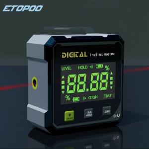 민간용 디지털 레벨 각도기 박스 (듀얼 레이저 및 노란색 키형 포함)