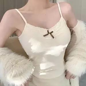 레이스나시티 레이스 리본 패드내장 슬림 크롭 끈나시티 NF-29