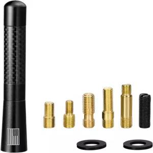 SAUTO 자동차 라디오 안테나 4.7인치 탄소 섬유 미국 국기 알루미늄 교체용 마스트 범용 AM FM 차량