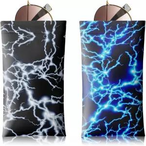 LVYUNF 선글라스 안경 케이스 2개 부드러운 휴대용 퓨 가죽 가방 긁힘 방지