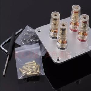 1쌍 4 위치 사각형 구리 터미널 블록 스피커 정션 박스 오디오 배선 보드 DIY 악세서리