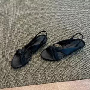 여성용 빈티지 일자 스트랩 라운드 토오픈 샌들 신발 웨지 로마 KS5