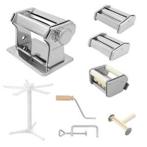 바이항 4-in-1 탈착식 파스타 메이커 머신, 롤러 9개의 조절 가능한 두께 면 및 건조 랙, 스파게티, 페투치니, 라자냐 또는 만두 스킨용