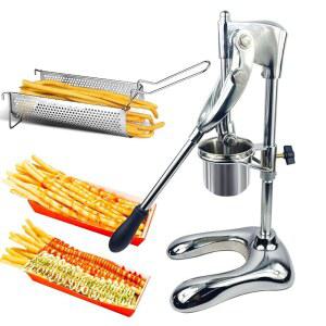 수동 감자튀김 제조기 30cm 스트립 압착기, 12홀 스테인리스 으깬 감자 압출기 및 튀김 바구니, 레스토랑, 스낵 바용 수직 감자칩 압착기