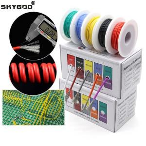 박스형 내열성 실리콘 와이어 키트 30/28/26/24/22/20/18/16 AWG 전기 케이블 유연한 주석 도금 구리