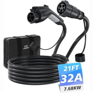 EVDANCE EV 충전기 익스텐션 코드 케이블   SAE J1772 용  전기차 32A 21/40FT  110V-240V