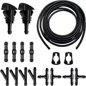 자동차 윈드실드 워셔 호스 17개 키트 5M 워셔액 12개 포함 대부분의 튜브용 팬 노즐 2개 고무 개스킷