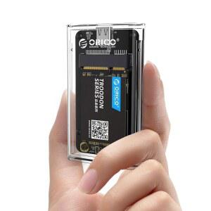 ORICO USB 3.0 mSATA SSD 인클로저, USB-C to C /A 케이블, UASP 및 트림 지원이 포함된 5Gbps 투명 외장 어댑터, 최대 2TB 용량, 3050 SSD용 휴대용 PC 케이스 - TC10