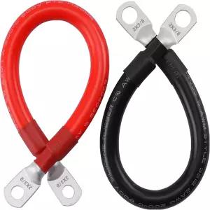 배터리 인버터 케이블 세트 2AWG 2게이지 순수 구리 양극 30cm 33mm2 5/16인치 러그 양쪽 끝 병렬 RV 트럭