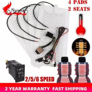 범용 12V 자동차 좌석 히터 탄소 섬유 열 패드 키트 2/5/6 레벨 라운드 스위치 쿠션 세트 겨울 따뜻한 커버