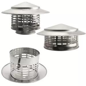 75-200mm 스테인레스 스틸 굴뚝 캡 외벽 환기 시스템 공기 배출구 빗물 파이프 지붕 덕트 벤트