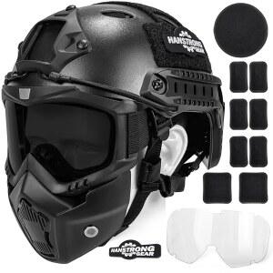 에어소프트 헬멧 및 마스크 전술 페인트볼 블랙 PJ 타입 빠른 헬멧과 탈부착 가능한 고글 풀페이스 보호 기능