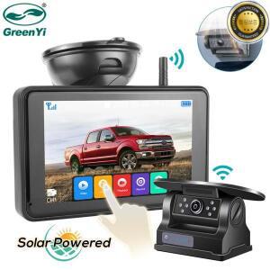 그린이 무선 태양광 에너지 자석 후방 카메라 AHD 5인치 모니터 포함 캠퍼 트럭 트레일러 RV용