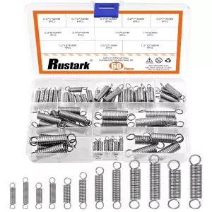 Rustark 60Pcs 12사이즈 스테인리스 스틸 연장 스프링 구색 키트 및 압축 기계식 후크 끝이 있는 소형 텐션