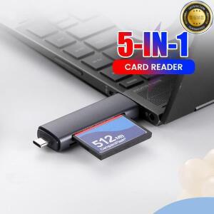 5-in-1 다기능 USB TYPE-C 카드 리더기 외장 스토리지 블랙 스트레치 메모리 스틱 2.0 미니 SD TF CF