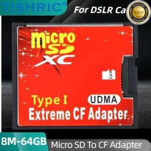 TISHRIC 마이크로 SD-CF 어댑터 메모리 카드 리더기 MicroSDHC 용 유형 I-카메라 컴팩트 플래시 변환기