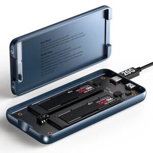 듀얼 베이 레이드 SSD 인클로저: 클론 모드 및 0/1 JBOD 모드가 포함된 2280 M2 하드 드라이브 인클로저, PCIe NVMe 클로닝 HDD와 호환되는 20Gbps, 오프라인 복제기