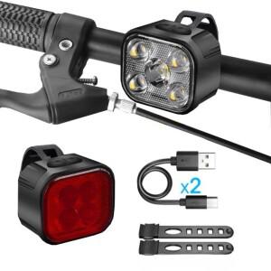 사이클링 자전거 전방 후방 조명 세트  USB 충전 헤드라이트  MTB 방수 미등  LED 랜턴  부품