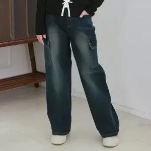 [보리보리/모데쯔]주니어 봄 데님 카고 와이드 청바지 등교 초등학생 10대