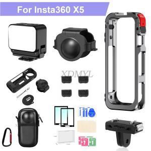 Insta360 호환용 호환용 X5 카메라 프레임 용 알루미늄 합금 보호 케이스 실리콘 렌즈 커버가있는 토끼 케