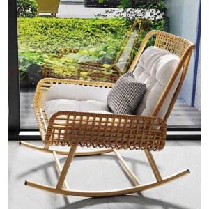 라탄 흔들의자 베란다 발코니 등나무 안락의자 카페 베이지