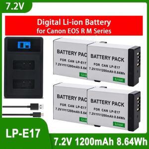 1200mAh LPE17 LP E17 배터리 + Canon EOS 200D M3 M5 M6 750D 760D T6i T6s 800D RP Kiss X8i SL2 용 2 슬