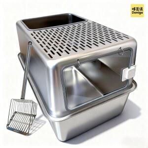 최고급 올스텐 고양이화장실 스테인리스 60x40x30cm 가로형 특대형 스틸볼 오픈형 배변