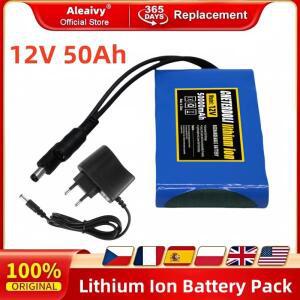 Aleaivy 고품질 휴대용 슈퍼 12V 50000mah 배터리 충전식 리튬 이온 팩 용량 DC 12.6v 50Ah CCTV 캠 모니터