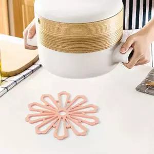 [콩심팥심]플라워 코스터 실리콘 냄비받침대 컵 그릇 식기(핑크)