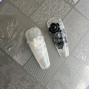 XMQ 네일 아트 스탬핑 플레이트 레이스 디자인 이미지 데님 스타일 템플릿